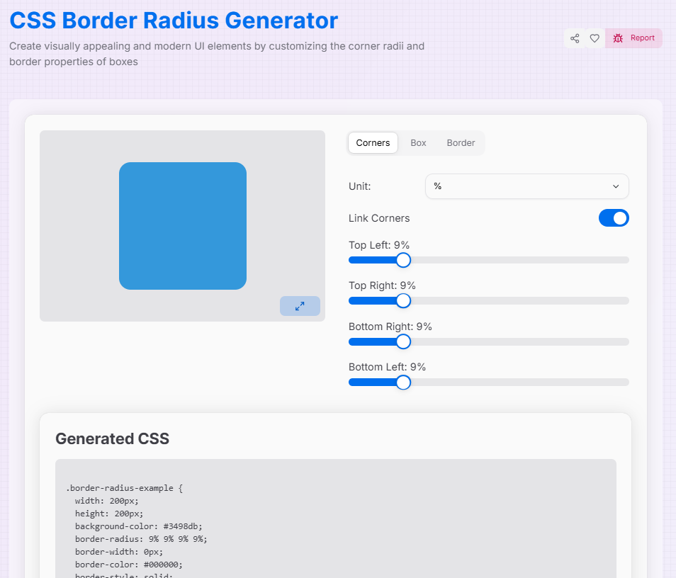 Enhanced Border Radius Generator Interface Preview