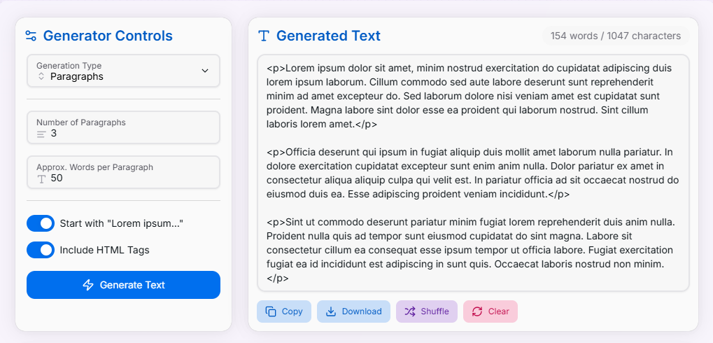 Lorem Ipsum Generator Preview